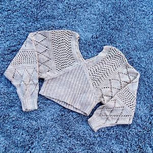 Tan Knit Cropped Sweater